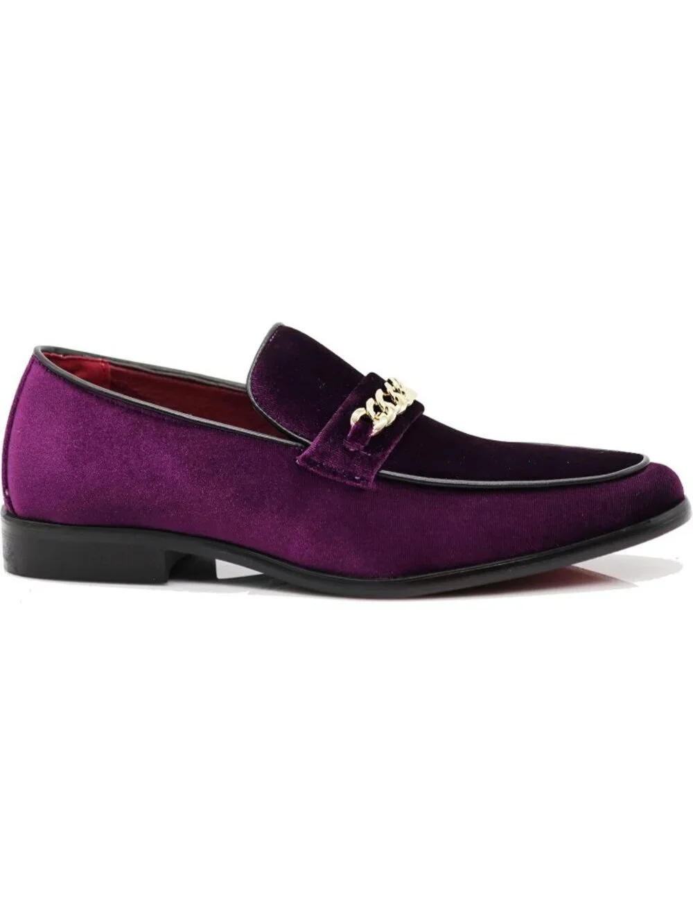 Enzo Romeo Men's Purple Rubber Sole Loafers Chain Buckle Slip On Wedding Shoes